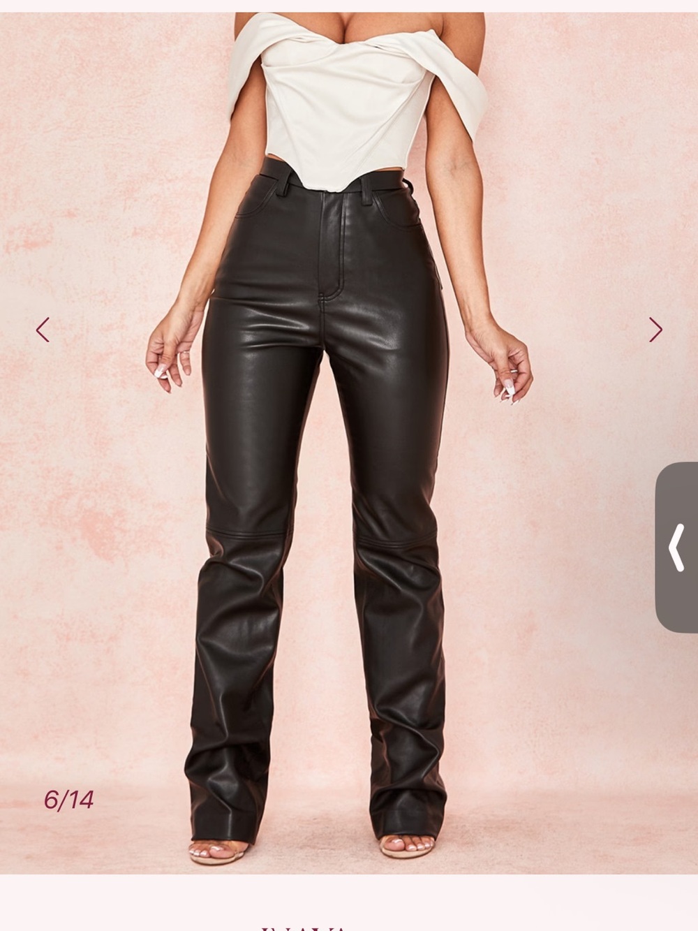 House of CB Black Faux Leather High-Rise Straight Trousers